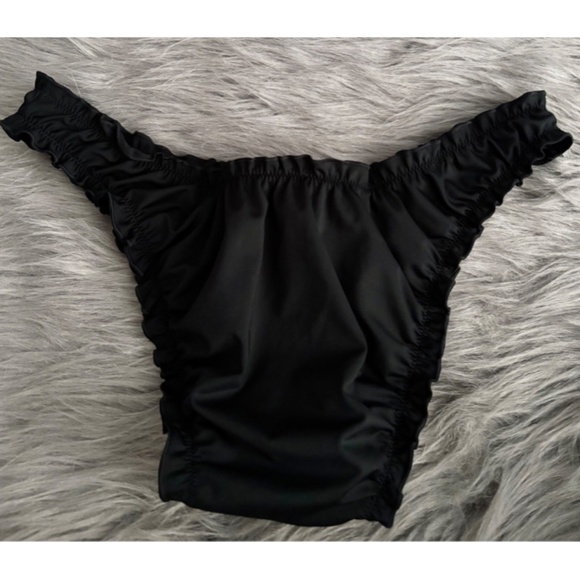 PINK Victorias Secret x Frankies Bikinis Black Ruffled Hudson Bikini Bottom L - Picture 3 of 3